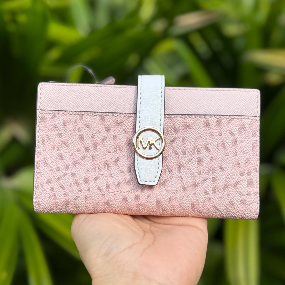 Michael Kors Jet Set Greenwich MD Bifold Wallet MK Pink Multi